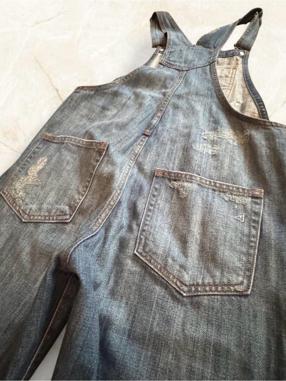 Hidden Jeans Girls Blue Distressed Denim Bib Overall Jumpsuit Button Pockets Sm - Picture 14 of 15